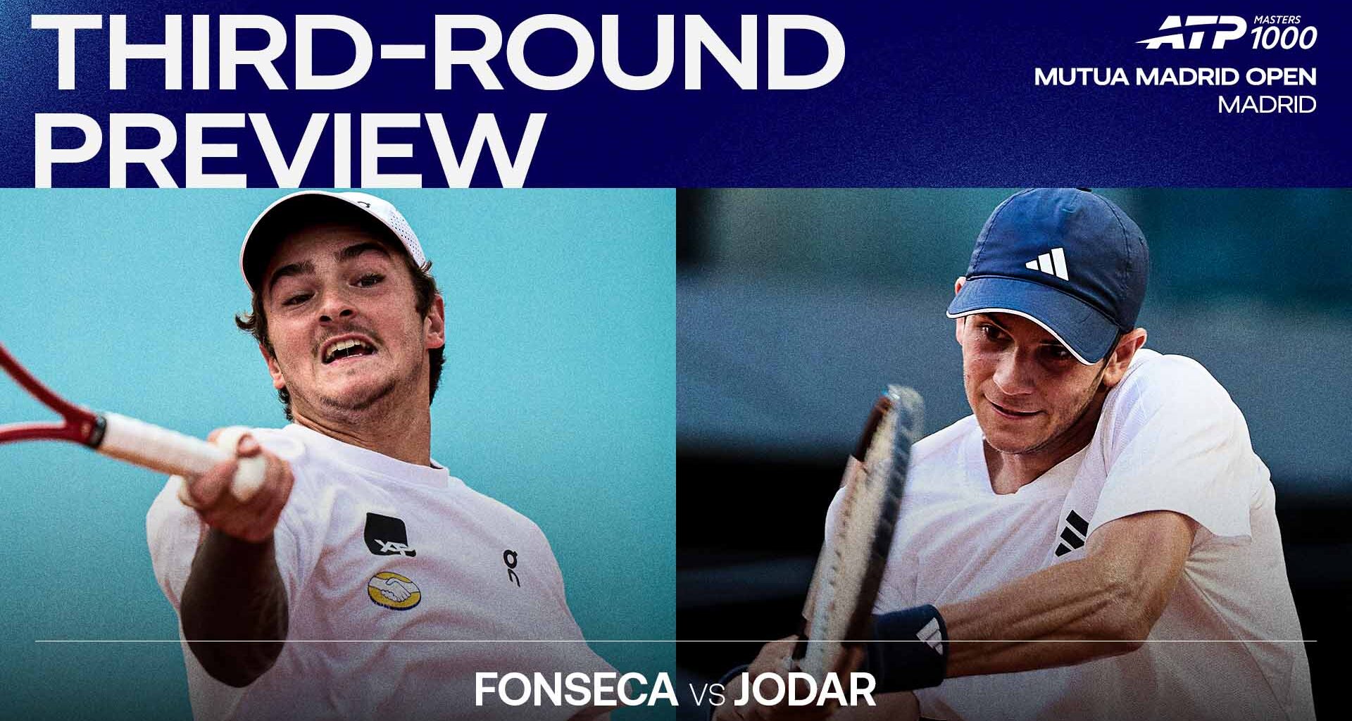 Joao Fonseca and Rafael Jodar will contest their first Lexus ATP Head2Head meeting on Sunday in Madrid.