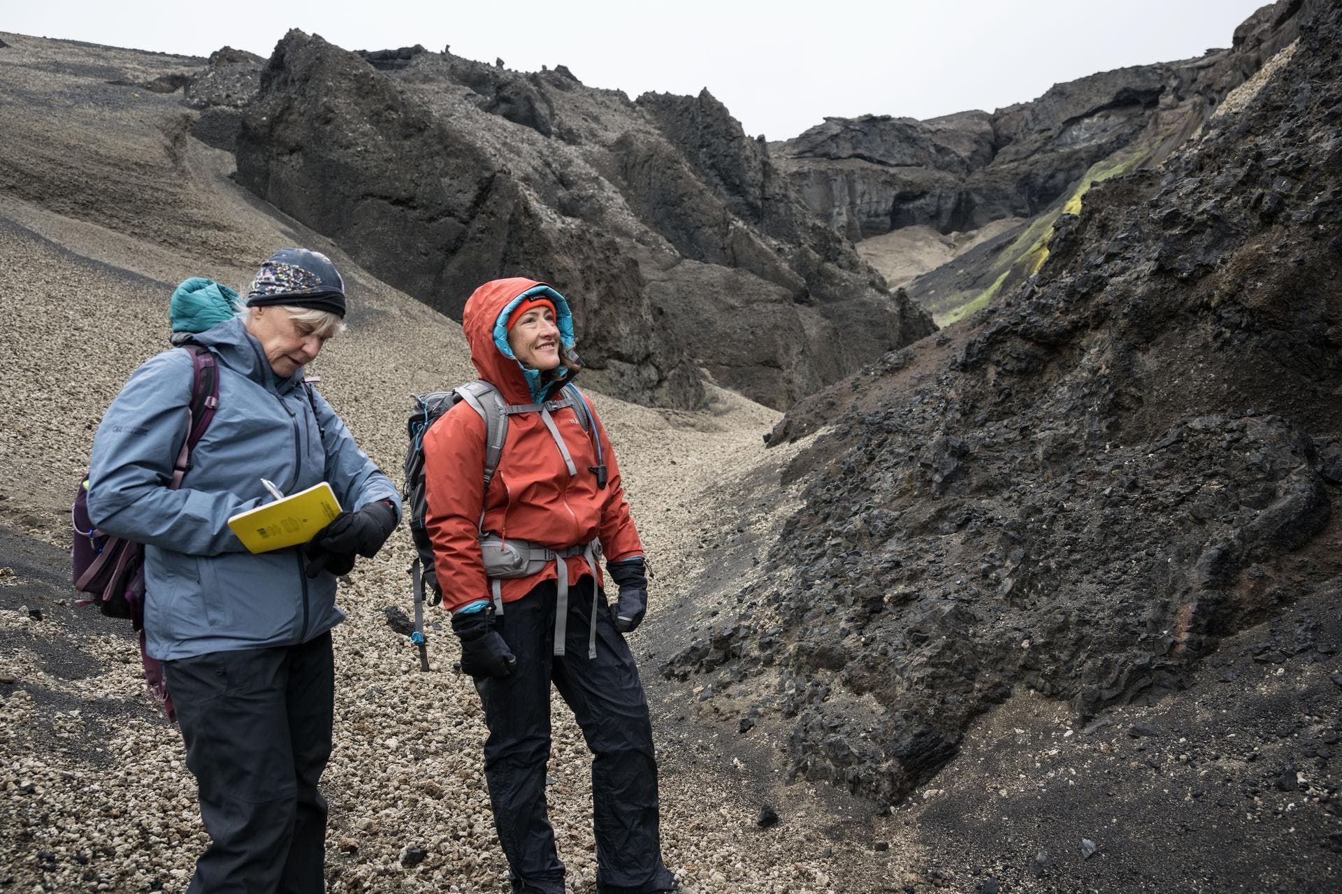 Christina Koch among rock formations in Iceland