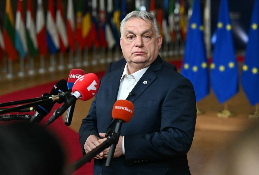 Orbán, pictured at an EU summit in Brussels last month, has obstructed EU policies aimed at helping Ukraine.
