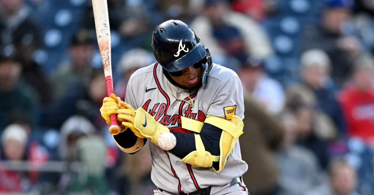 Ronald Acuńa, Jr. leaves game after being hit by pitch (Updated)