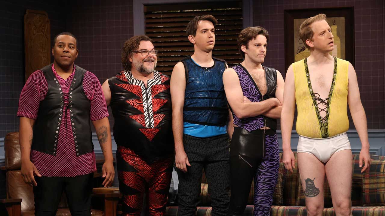 Kenan Thompson, Jack Black, Andrew Dismukes, Tommy Brennan and James Austin Johnson during the