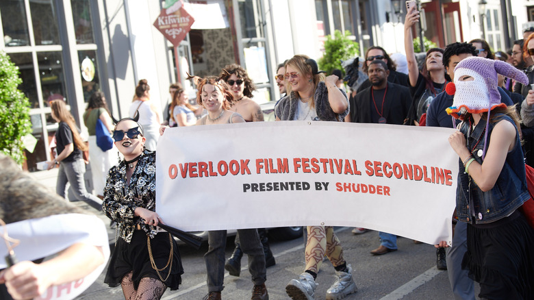 The start of the second line parade at the Overlook Film Festival
