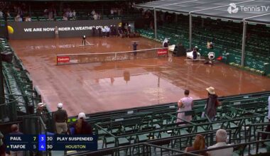 Houston semi-final between Tommy Paul and Frances Tiafoe was interrupted by rain.