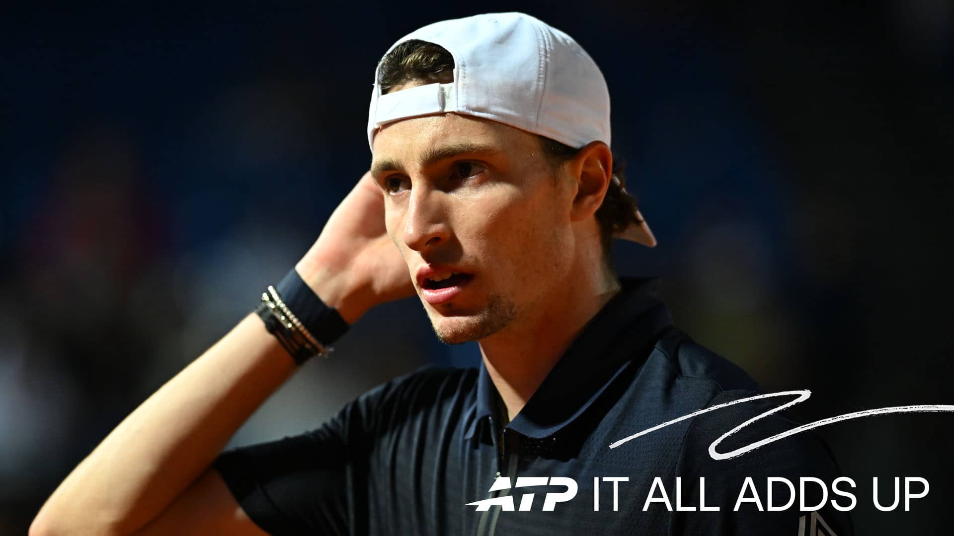 Ugo Humbert during his opening match at the Rolex Monte-Carlo Masters.