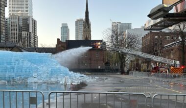 Toronto fire crews hose down, break apart large ice sculpture teasing Drake album after complaints