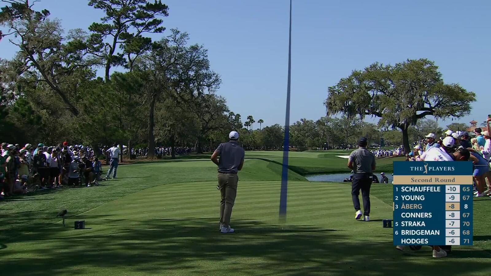 Ludvig Åberg chips in from 35 feet for eagle on No. 9 at THE PLAYERS