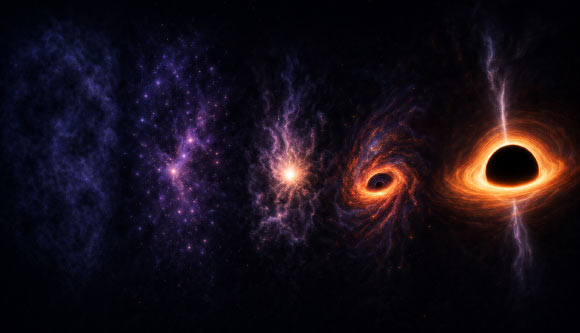 Aggarwal et al. show that the energy released from dark matter decay could alter the chemistry of early galaxies enough to cause some of them to directly collapse into black holes rather than forming stars. Image credit: Aggarwal et al., doi: 10.1088/1475-7516/2026/04/034.