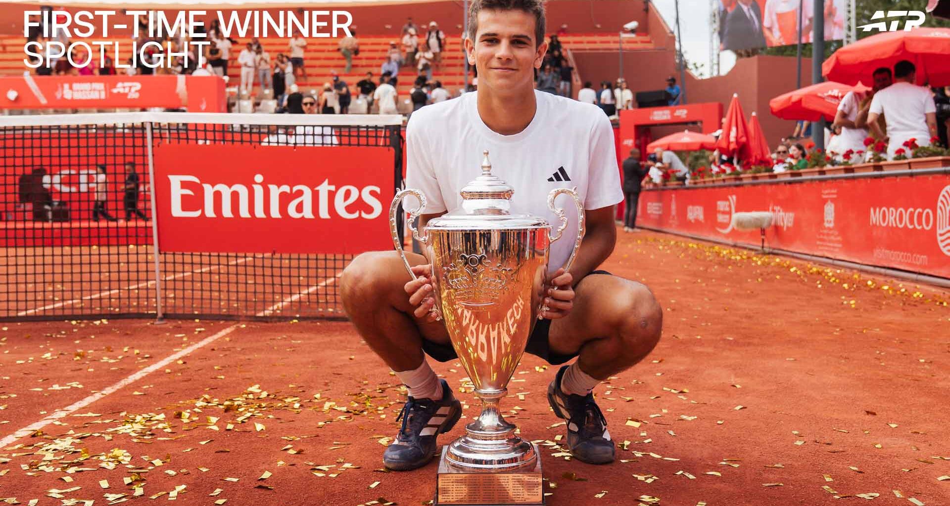 Rafael Jodar claims his maiden ATP Tour trophy on Sunday at the Grand Prix Hassan II.