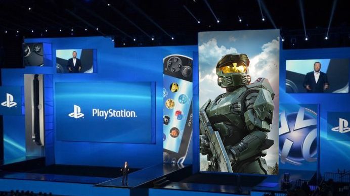 PlayStation presentation with Master Chief photoshopped on top