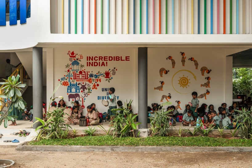 open corridors become classrooms as color and movement reshape an indian school campus - 9