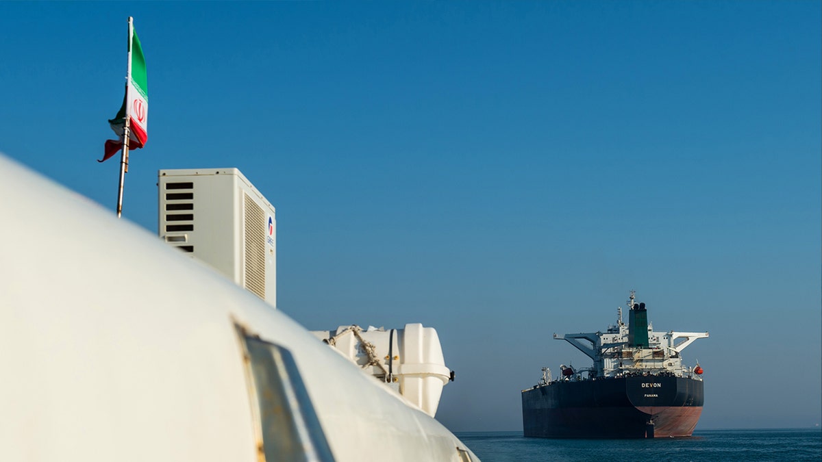 Oil tanker near terminal at Kharg Island in Iran