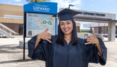 Kikila in front of Leeward Community College