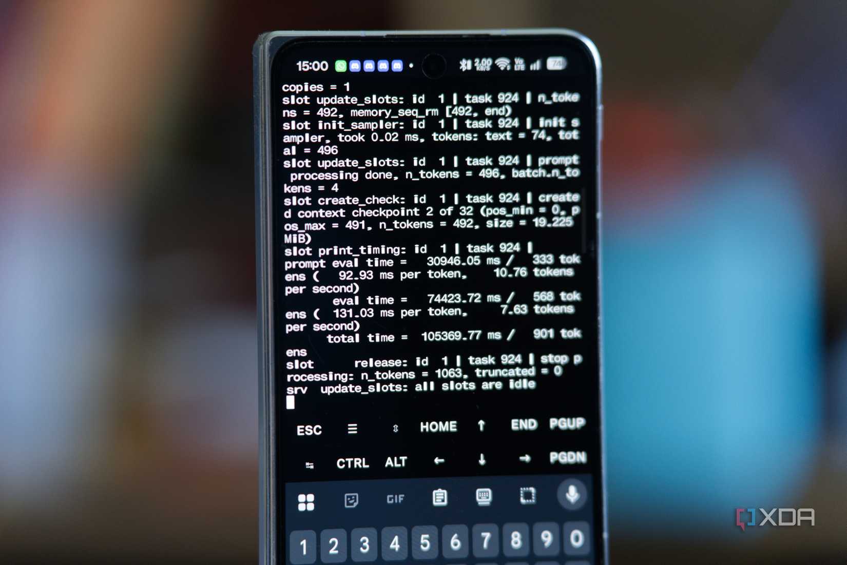 Llama.cpp running on Android with Gemma E4B loaded
