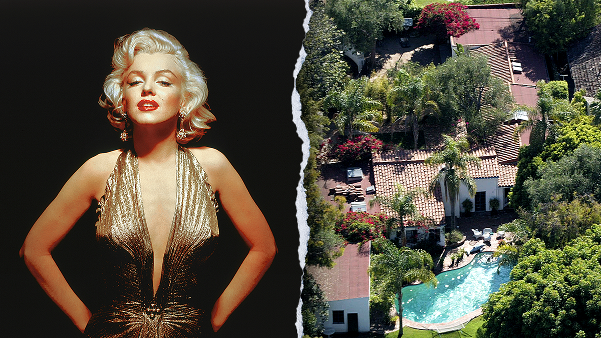 Marilyn Monroe posing and her Brentwood ranch home