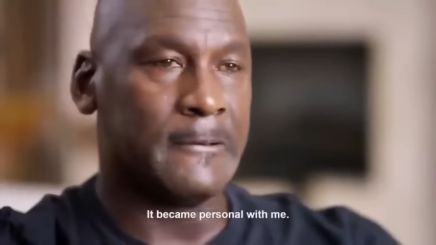 Michael Jordan in an interview for The Last Dance. Subtitle: "It became personal with me."