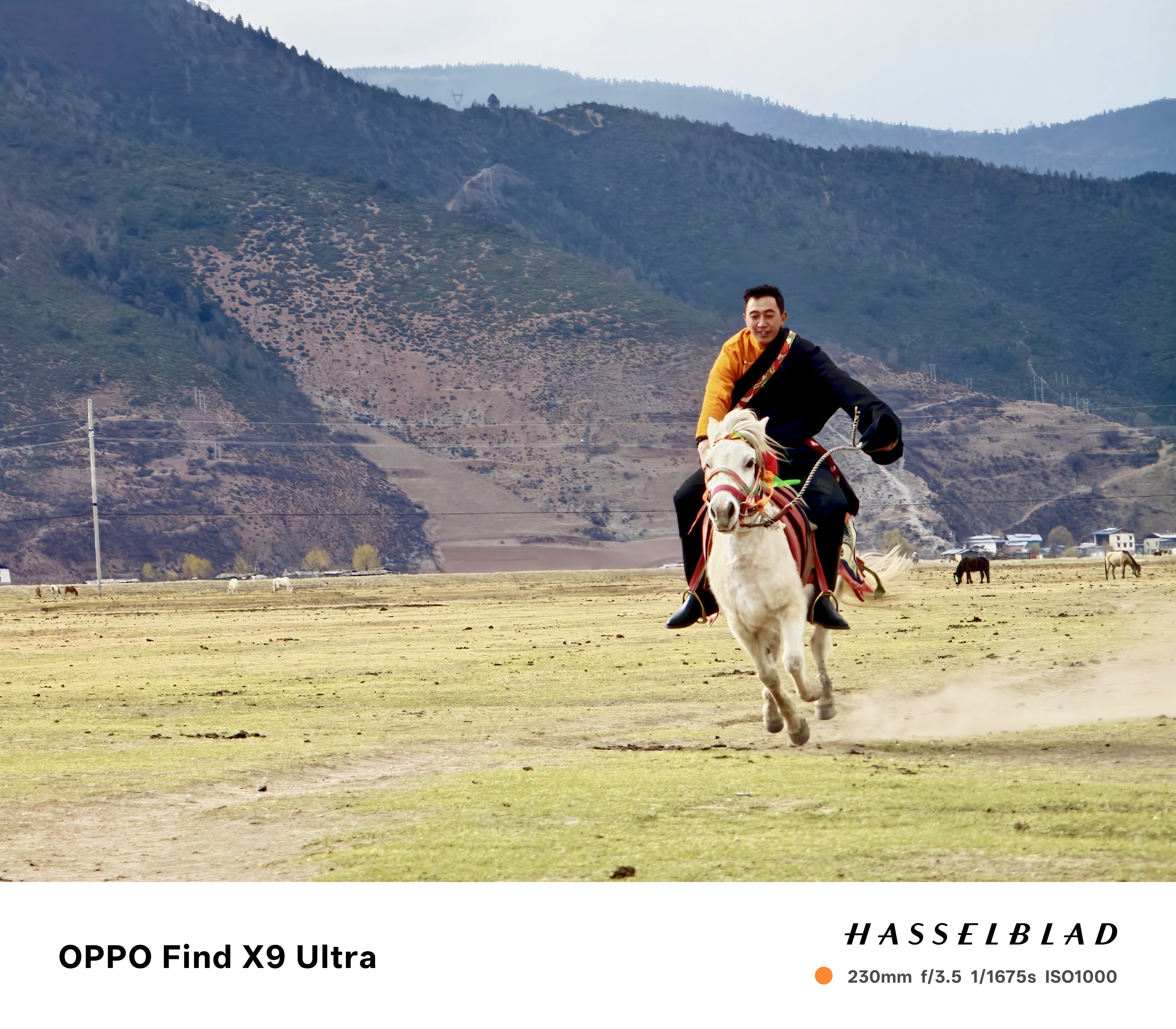 A Tibetan man riding a horse