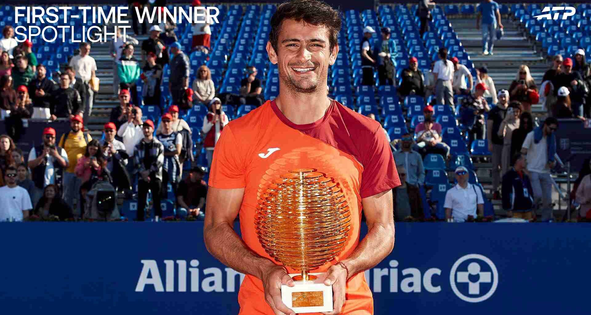 Mariano Navone celebrates after beating Daniel Merida Sunday for the Bucharest title.