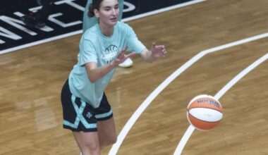 Australian guard Anneli Maley getting shot in Liberty's training camp