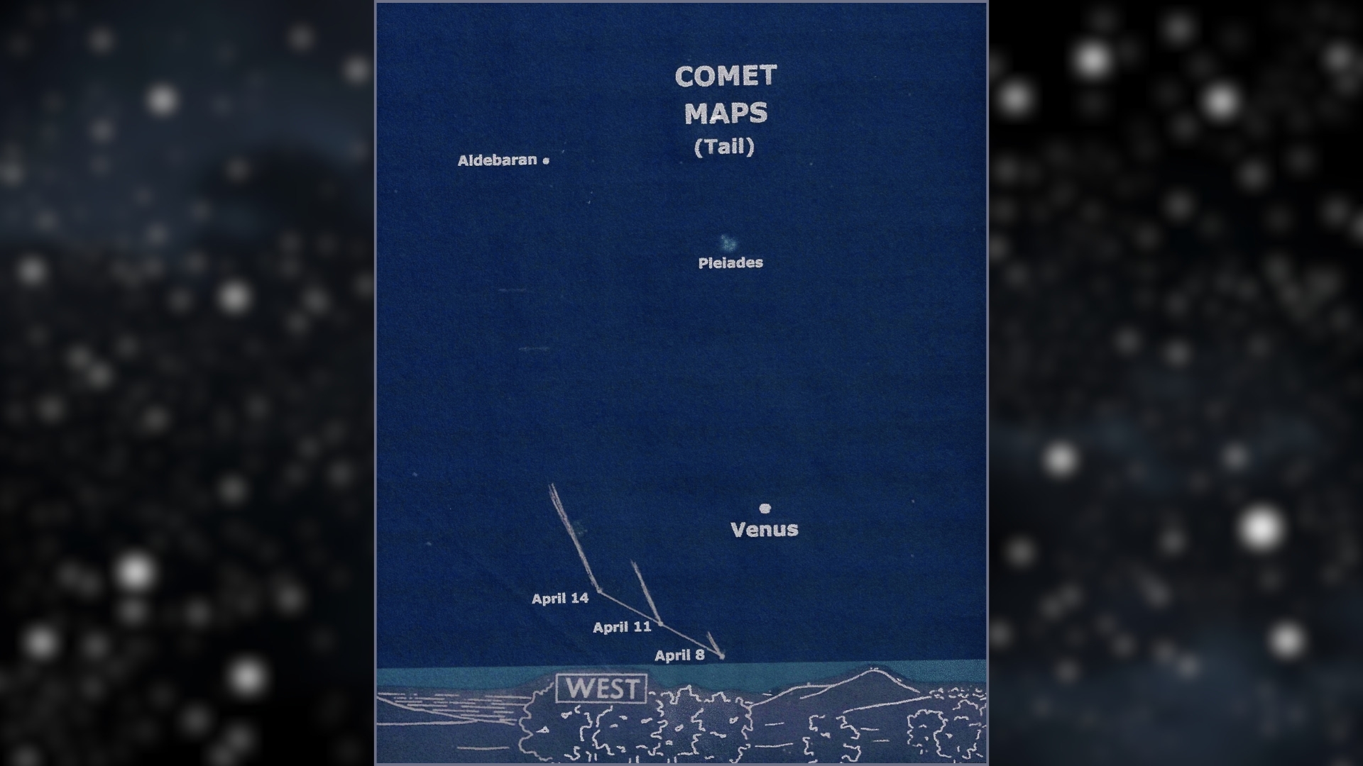 image showing the possible tail of comet maps in april.