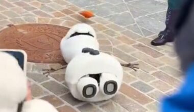 Olaf in a Disney park.