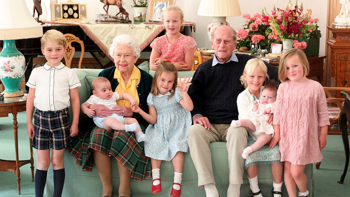 Queen Elizabeth and Prince Philip with their great grandchildren including Prince George and Princess Charlotte