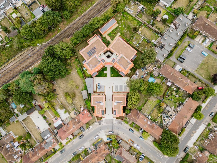 Aerial view of Farmstead Road, Phoenix Community Housing, by Metropolitan Workshop
