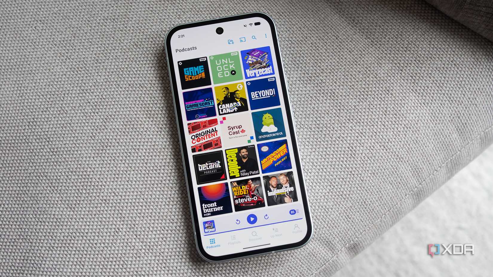 Pocket Casts on the Pixel 10a 