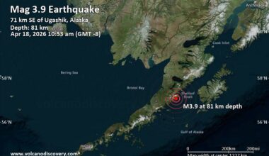 Small Magnitude 3.9 Earthquake 44 Miles Southeast of Ugashik, Alaska, United States