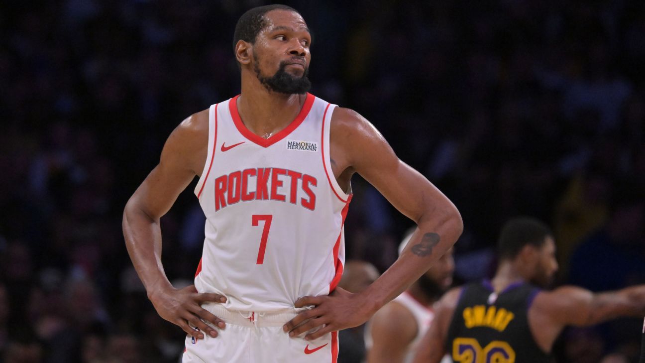 Rockets' Kevin Durant, Lakers' Austin Reaves out for Game 3