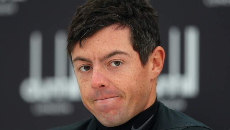 Rory McIlroy speaks at a press conference as personal news surfaces before the Masters.