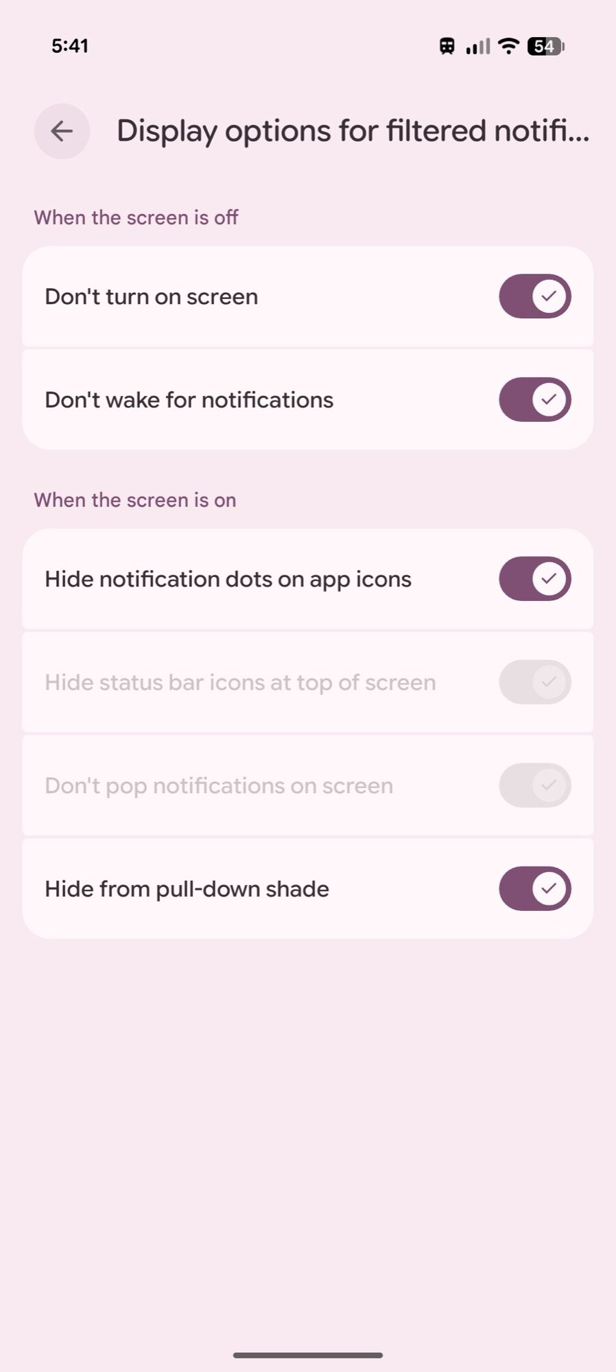 screenshot pixel android transit mode settings display notifications