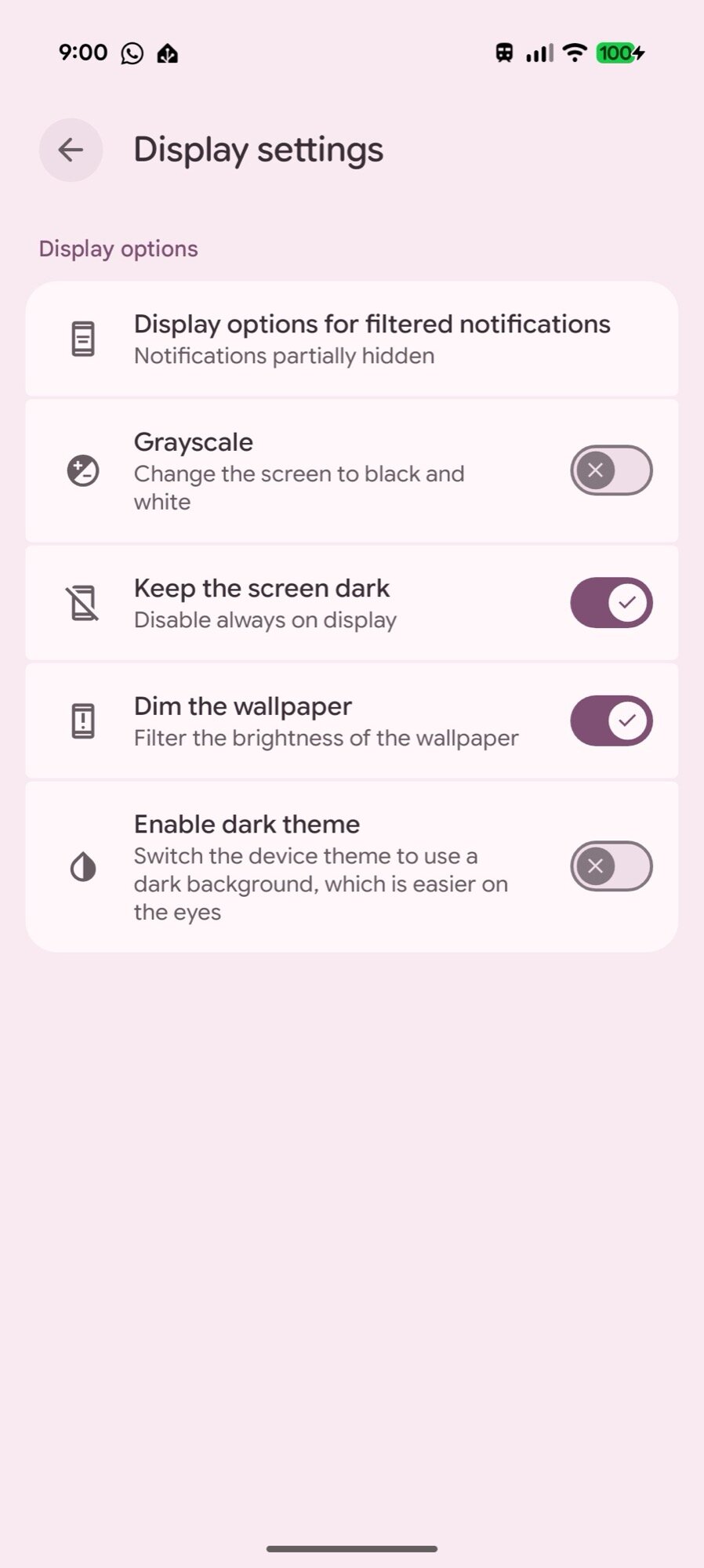 screenshot pixel android transit mode settings display