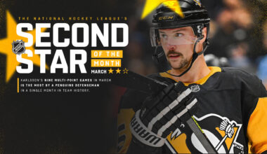 Penguins Defenseman Erik Karlsson Named NHL’s Second Star of March