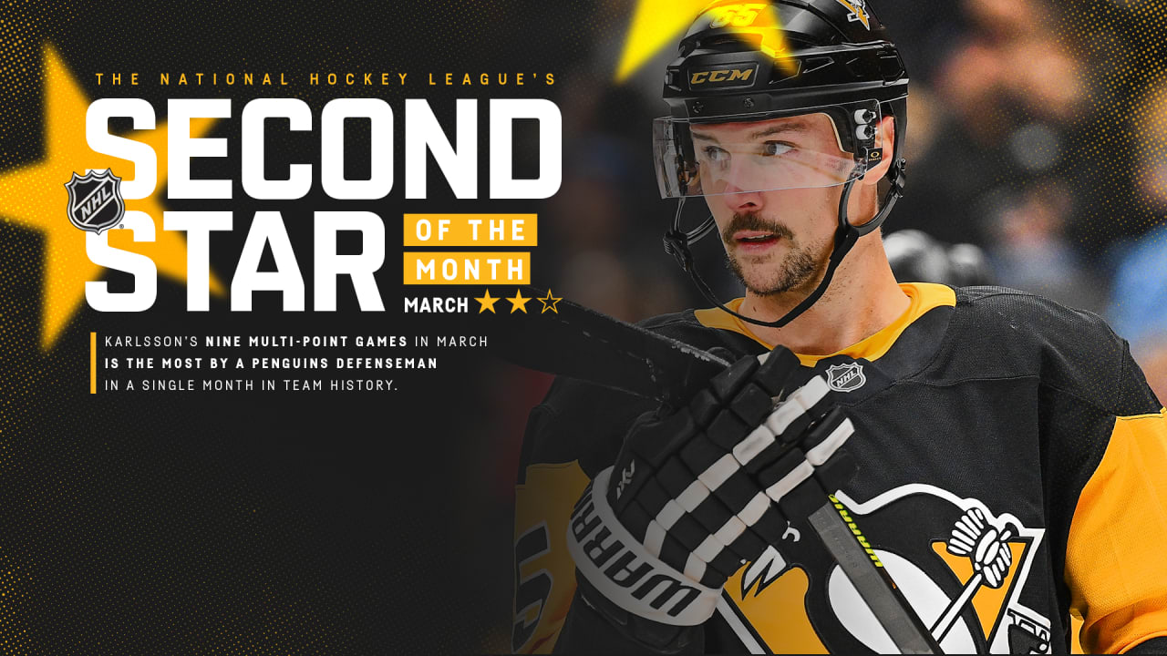Penguins Defenseman Erik Karlsson Named NHL’s Second Star of March