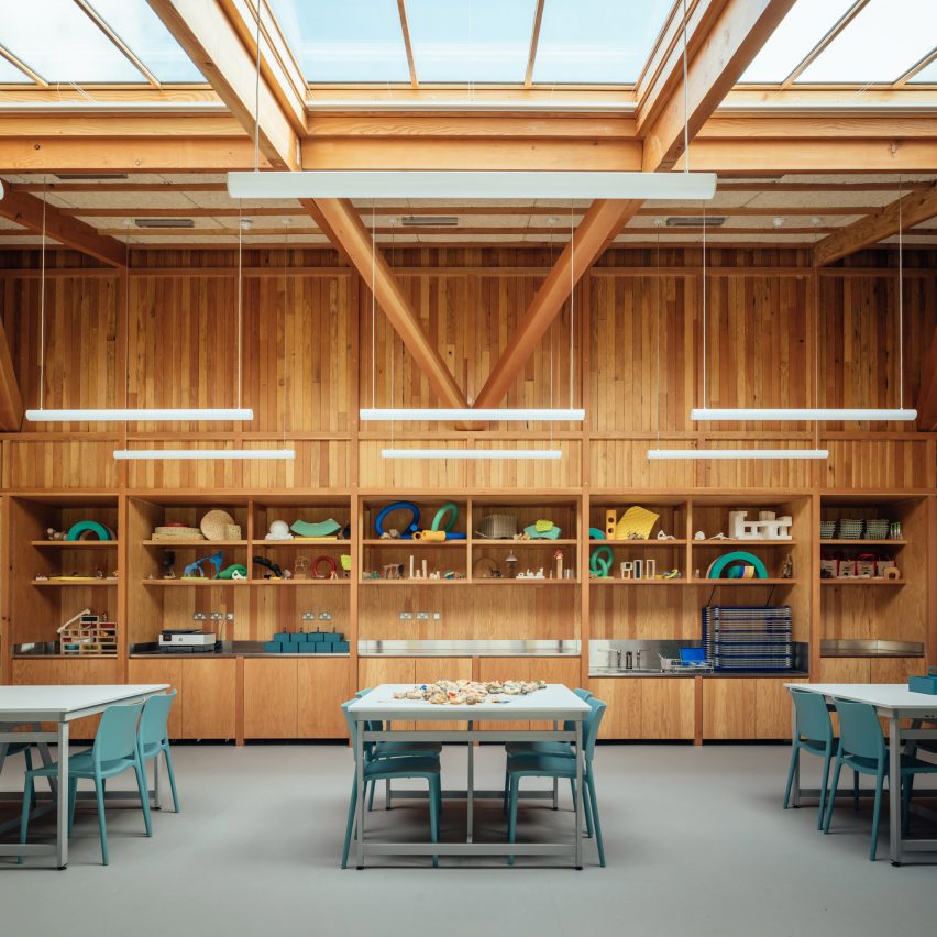 Wood-lined workshop interior