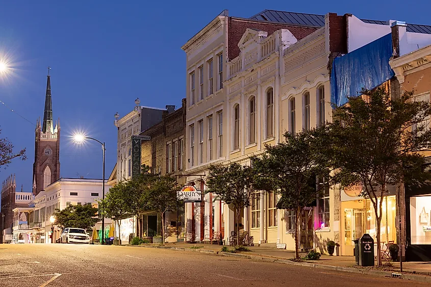 A quiet downtown in Natchez, Mississippi. 