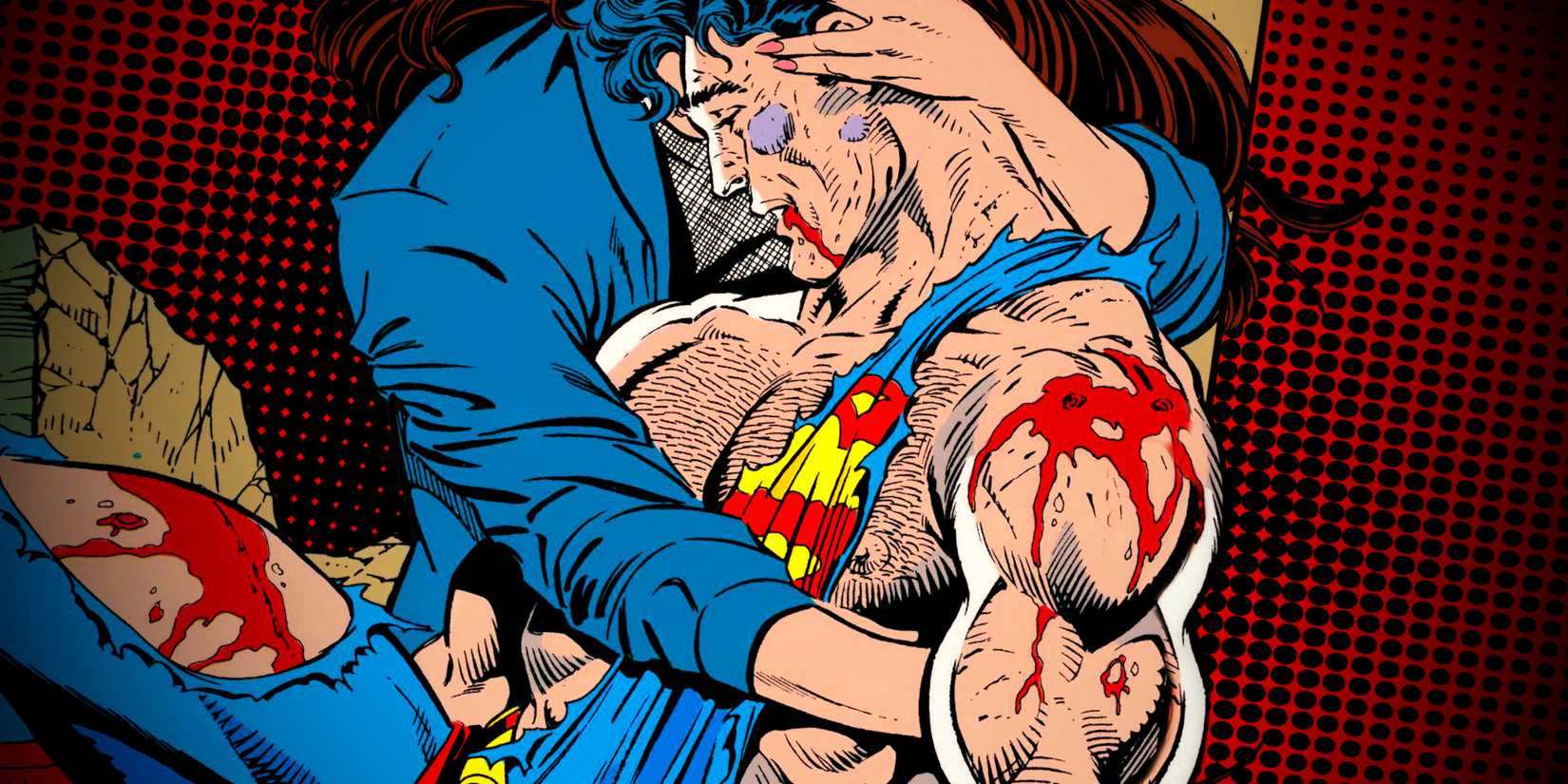 Superman Dying Bloody in Death of Superman Comic Art