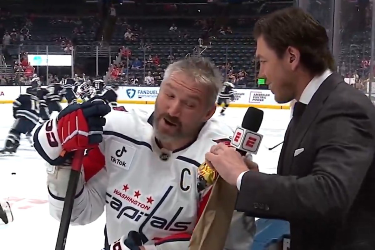 TJ Oshie interviews Alex Ovechkin before his potential final NHL game, offers him Subway and bag of Cheetos