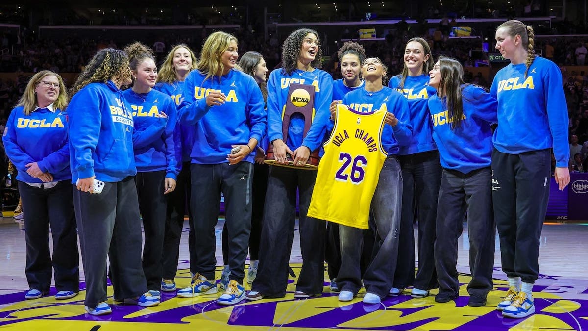 UCLA Bruins women's basketball team honored at center court in Crypto.com Arena