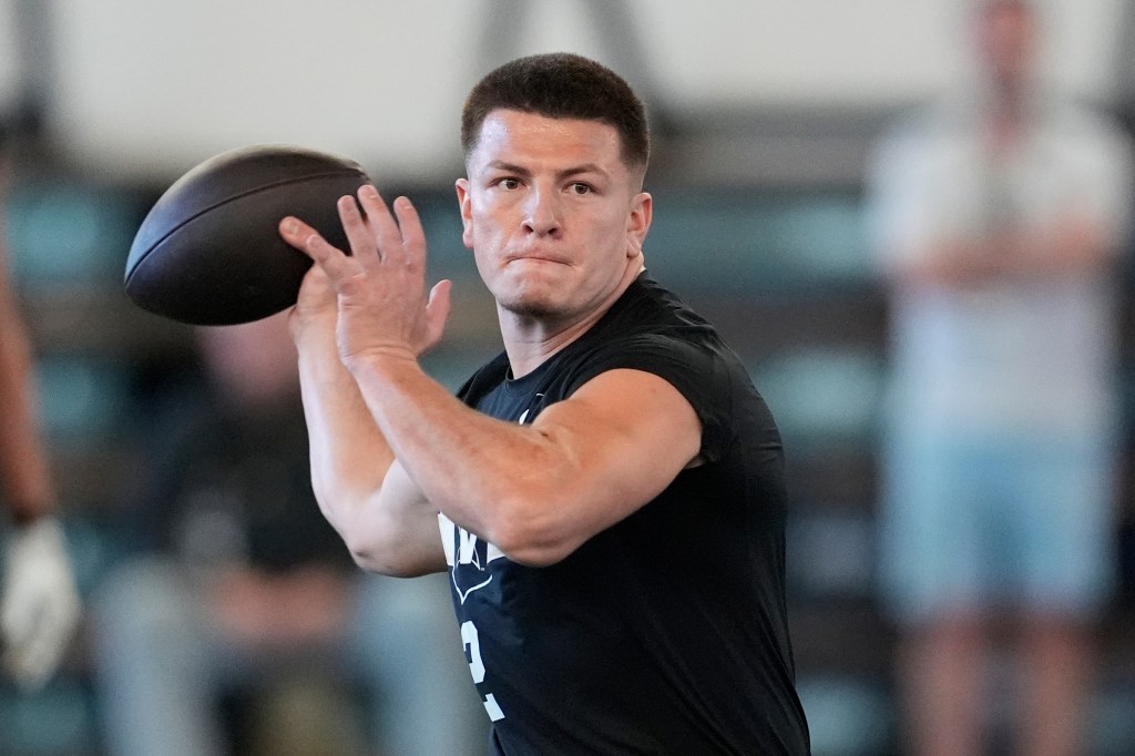 Vanderbilt quarterback Diego Pavia looks to throw a pass.