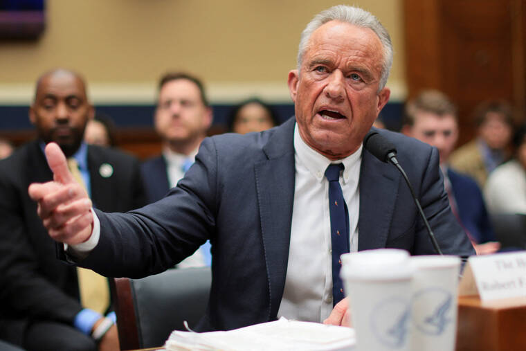 REUTERS/JONATHAN ERNST / APRIL 21
U.S. Health and Human Services (HHS) Secretary Robert F. Kennedy Jr. testifies before a House Energy and Commerce Health Subcommittee on U.S. President Donald Trumps budget request for the Department of Health and Human Services, on Capitol Hill in Washington, D.C. Kennedy Jr. signed the declaration today to address the health impacts to Hawaii caused by Kona-low storms.