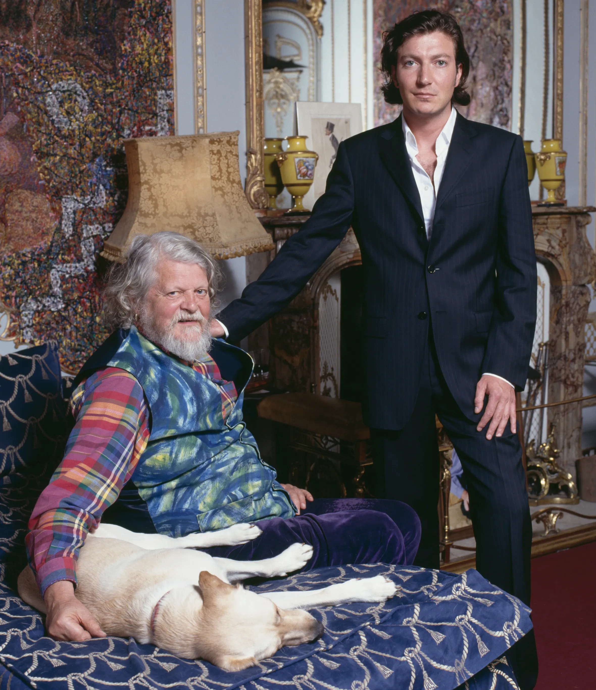 Alexander Thynn, 7th Marquess of Bath, with his son Ceawlin Thynn, Viscount Weymouth.