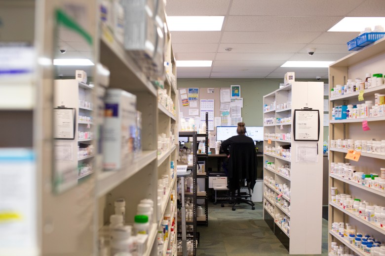 Inside a pharmacy. 