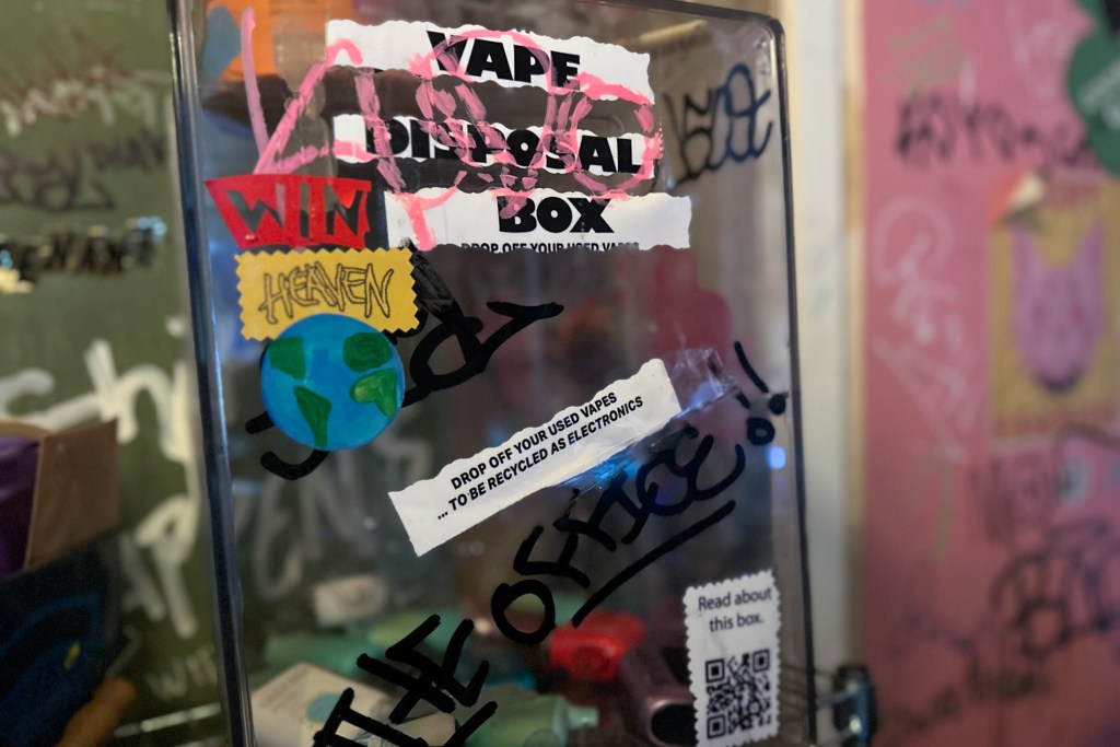A Bushwick bar had a box near the bathrooms for people dispose of used vapes,