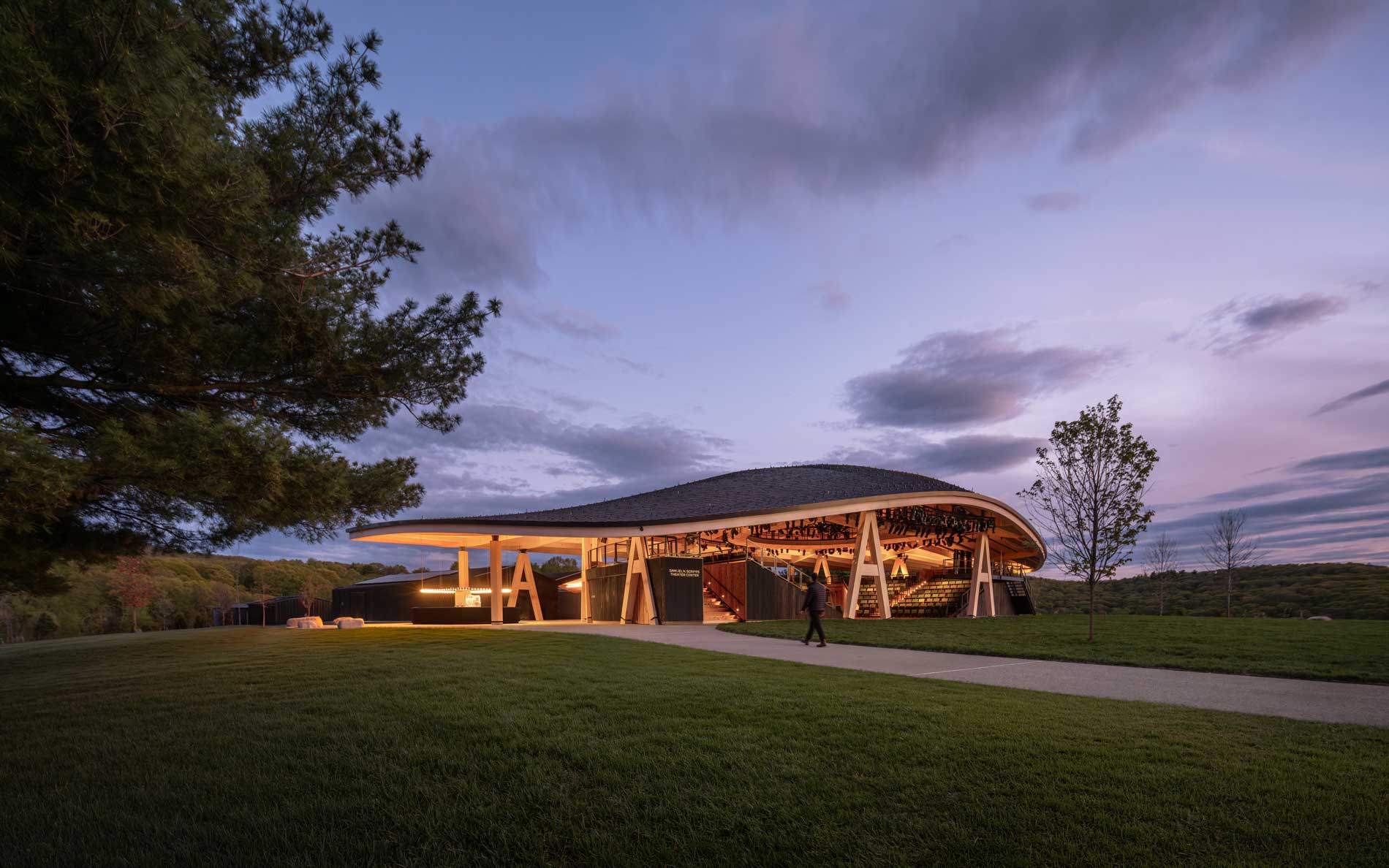 the roof of the theater is curved and rounded