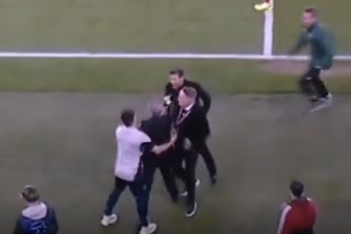 Atletico Madrid manager Diego Simeone appeared to push Arsenal sporting director Andrea Berta