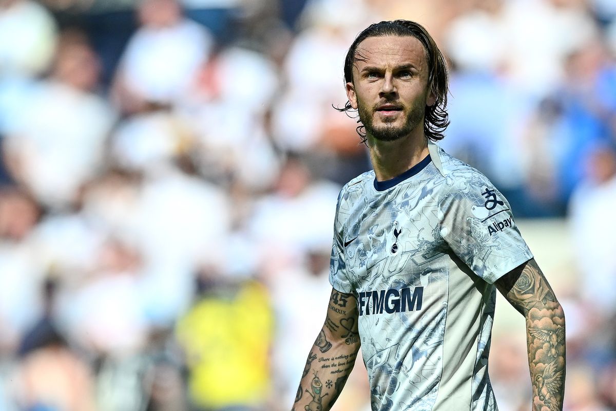 James Maddison before the Premier League match between Tottenham Hotspur and Everton at Tottenham Hotspur Stadium.