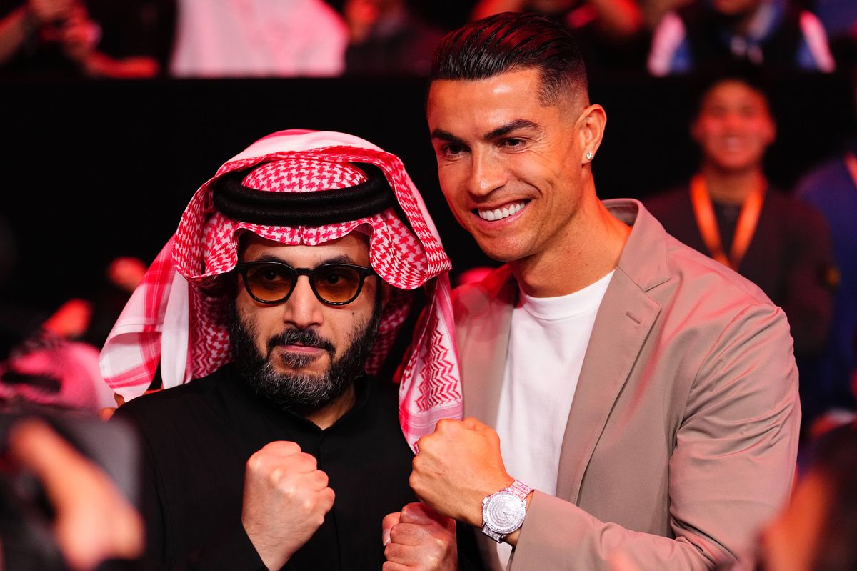 Turki Alalshikh and Cristiano Ronaldo are seen in attendance during the UFC Fight Night event