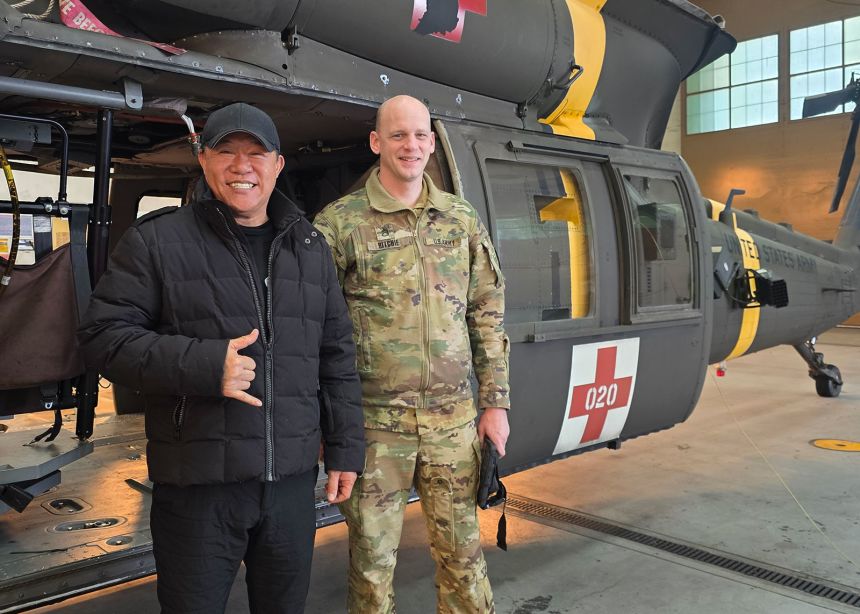Park visiting Camp Humphreys in Pyeongtaek, South Korea, in December.
