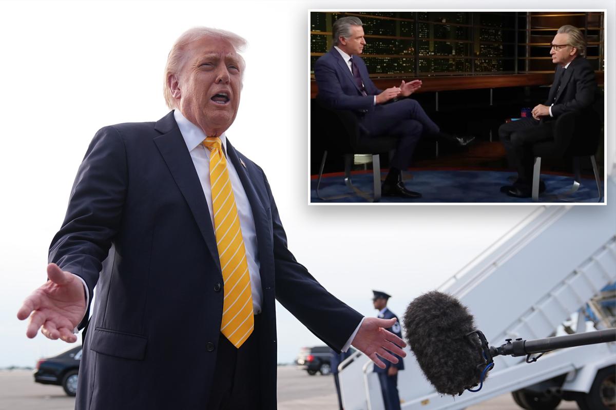 Trump rips 'weak,' 'totally deficient' Bill Maher's chat with 'dumb' Newsom